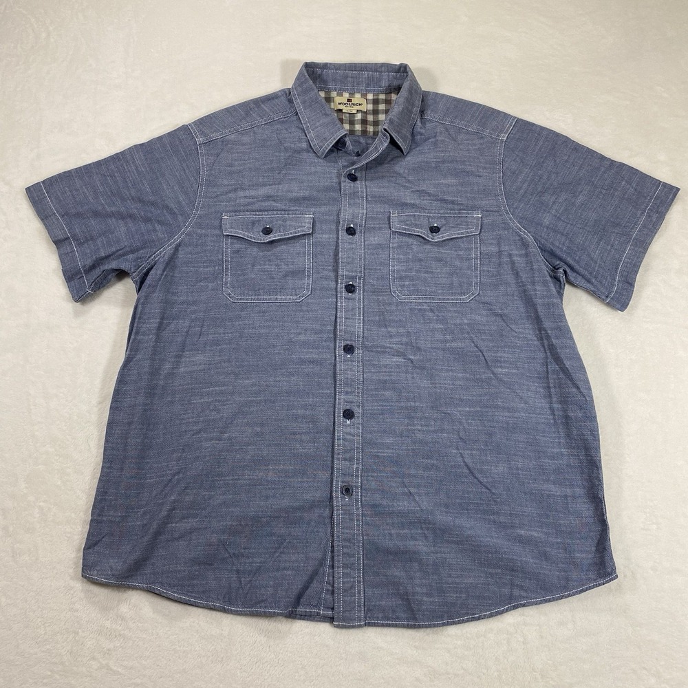 Woolrich Shirt Mens XL Button Up Short Sleeve Front Pocketss